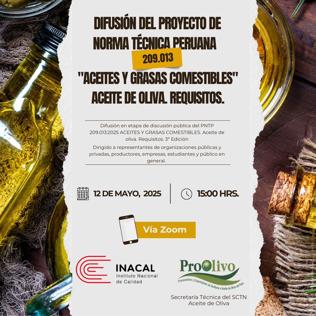 Difusión del Proyecto de Norma Técnica Peruana 209.013 